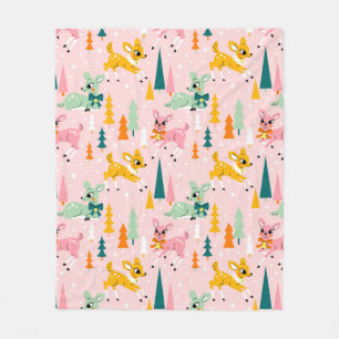 Cobertor De Velo Retro Reindeer Wonderland Holiday Patterno