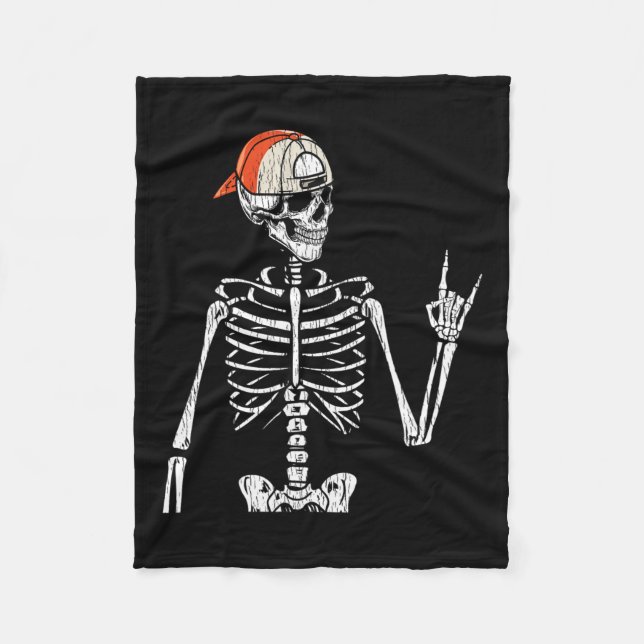 Cobertor De Velo Retro Rocker Skeleton Roda Na Boné Skater Hall (Frente)