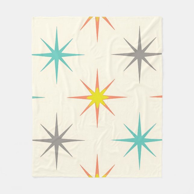 Cobertor De Velo Retro Starburst Mid-Century Pattern (Frente)