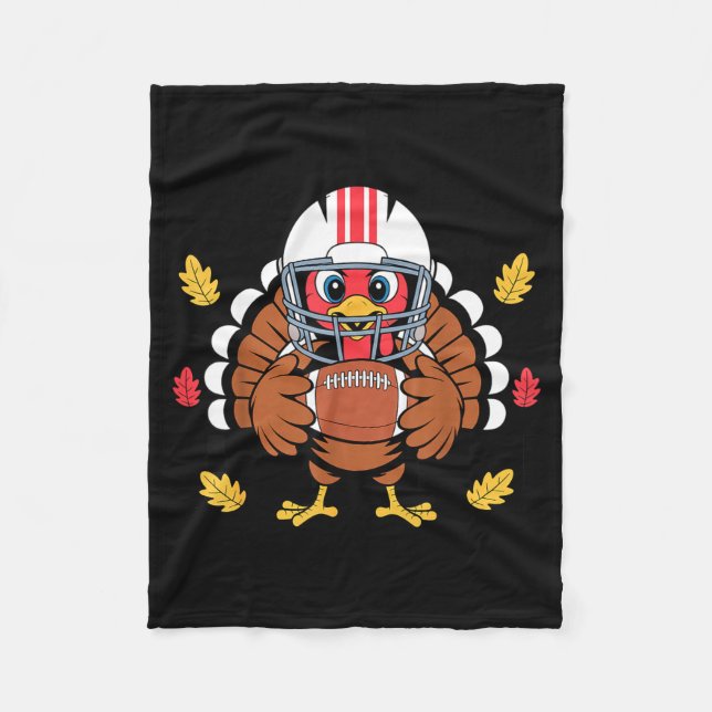 Cobertor De Velo Retro Thanksgiving Turkey Football Toddler Boys Ki (Frente)