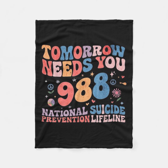 Cobertor De Velo Retro Tomorrow Needs You 988 Suicide Prevention Aw (Frente)