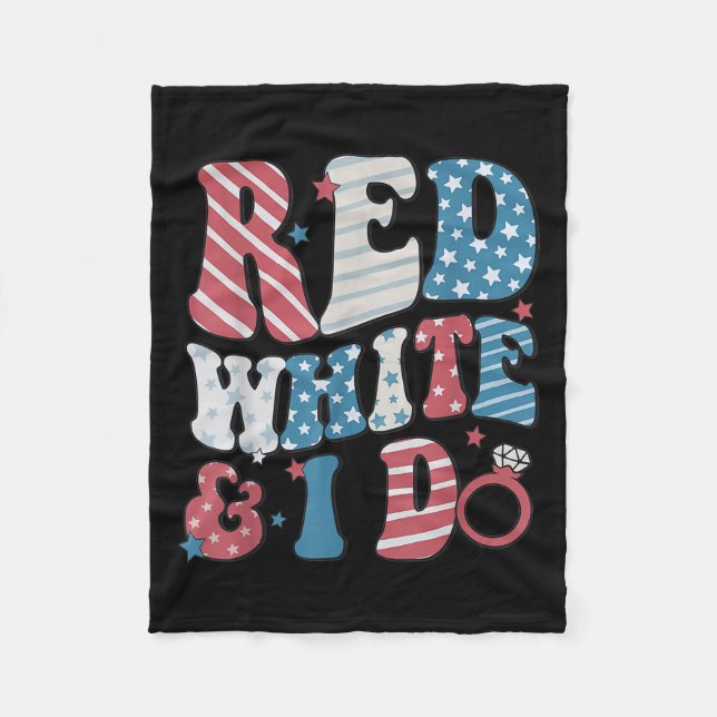 Cobertor De Velo Retro Vermelho Branco E Eu Faço 4 De Julho Despedi (Frente)