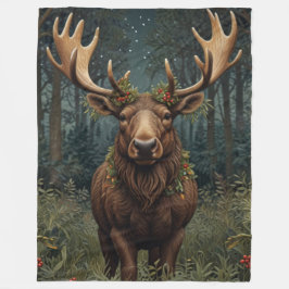 Cobertor De Velo Retro vintage Christmas Moose