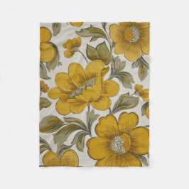 Cobertor De Velo Retro Yellow Flower Garden Aesthetic