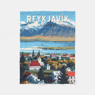 Cobertor De Velo Reykjavík Islândia Viagem Art Vintage