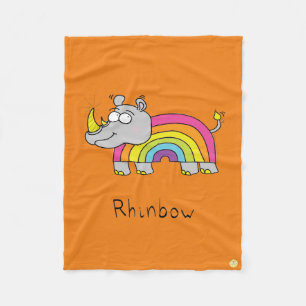 Cobertor De Velo Rhino Rainbow Cute Kids Rhinocerec