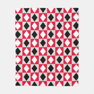 Cobertor De Velo Rhombus Diamond Geométrico Branco Vermelho Negro