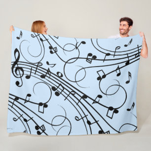 Cobertor De Velo Rico Music Notes Blue