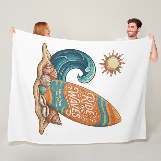 Cobertor De Velo Ride the Waves Surfboard Illustration - Tropical B (In Situ)