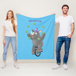 Cobertor De Velo Rinoceronte giro e engraçado fazendo malabarismo e