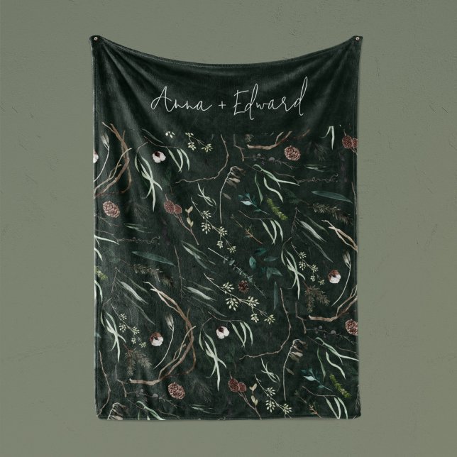 Cobertor De Velo Riqueza botânica verde-moderna e elegante (Criador carregado)