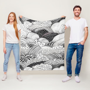 Cobertor De Velo Ritmo em Preto e Branco – Abstrato Monocromático 3