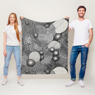 Cobertor De Velo Ritmo em Preto e Branco – Abstrato Monocromático 8