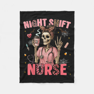 Cobertor De Velo Rn Icu Noite Shift Enfermeira Skeleton Halloween C