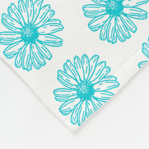 Cobertor De Velo Robin Egg Blue Daisy Impressão, Hippie Flowers