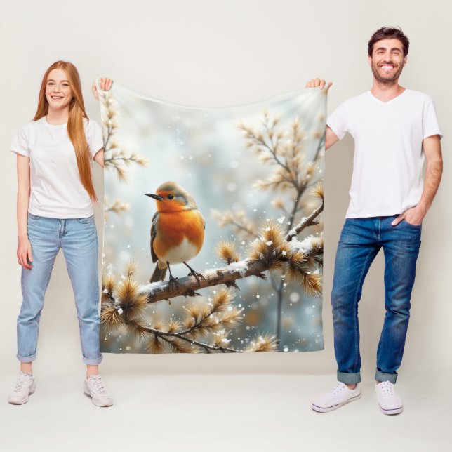 Cobertor De Velo Robin in the snow (In Situ)