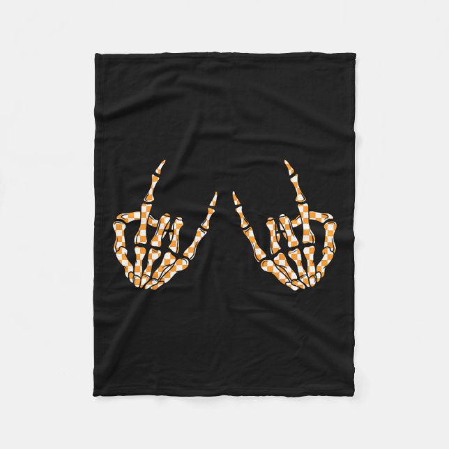 Cobertor De Velo Rock On Halloween Checkered Patterno Mão (Frente)