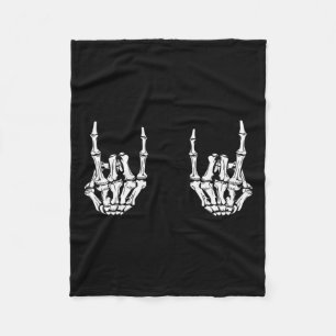 Cobertor De Velo Rock On Rock Star Skeleton Mãos Rocker Funny Hall
