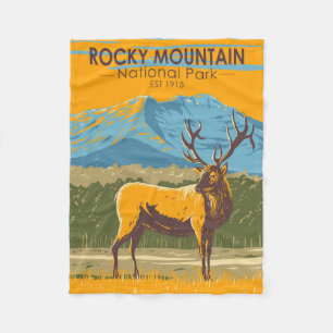 Cobertor De Velo Rocky Mountain National Park Colorado Elk Vintage