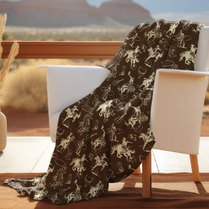 Cobertor De Velo Rodeo Cowboy Padrão de Cavalos Ocidentais