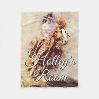 Cobertor De Velo Rodeo Girl On Horse Painting Art Personalizado