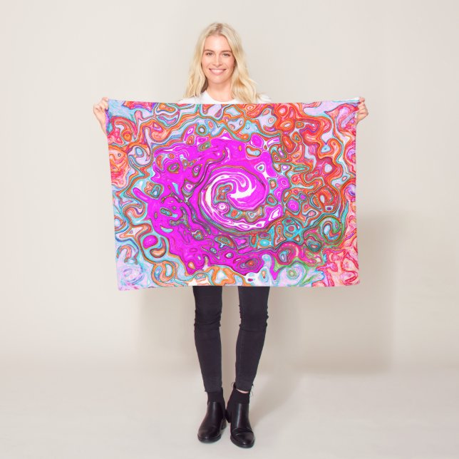 Cobertor De Velo Rodovalho Abstrato da Groovy Roxo e Laranja (In Situ)