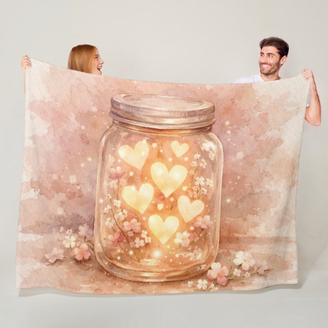 Cobertor De Velo Romantic Heart Jar Throw Blanket (In Situ)