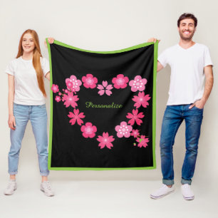 Cobertor De Velo Romântica Flores Rosa Personaliza Forma Cardíaca