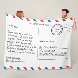Cobertor De Velo Romântico - Letra de Amor Dia de os namorados Post