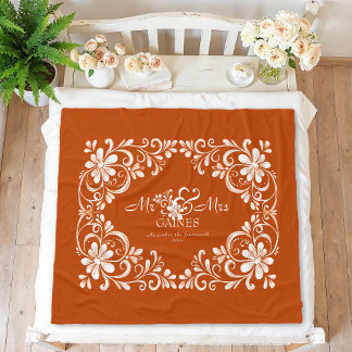 Cobertor De Velo Romântico Queimado Laranja Shabby Chic Sr & Sra Fl