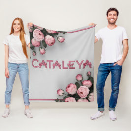 Cobertor De Velo ROSA bordado e Travesseiro decorativo em branco da