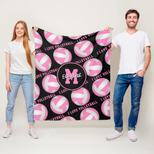 Cobertor De Velo rosa branca, adoro a sala de esportes de vôlei