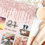 Cobertor De Velo rosa de aniversário de 21 anos com, cor-de-rosa-ro<br><div class="desc">Um presente único para uma aniversário de 21 anos, celebrando sua vida com uma colagem de 5 fotos, fotos. Personalize e adicione seu nome, 21 anos e uma data. Um rosa dourado feminino chique, fundo cor-de-rosa pincelado. Cinzas e letras e números negros. Decorado com gotas de brilho de rosa dourado....</div>