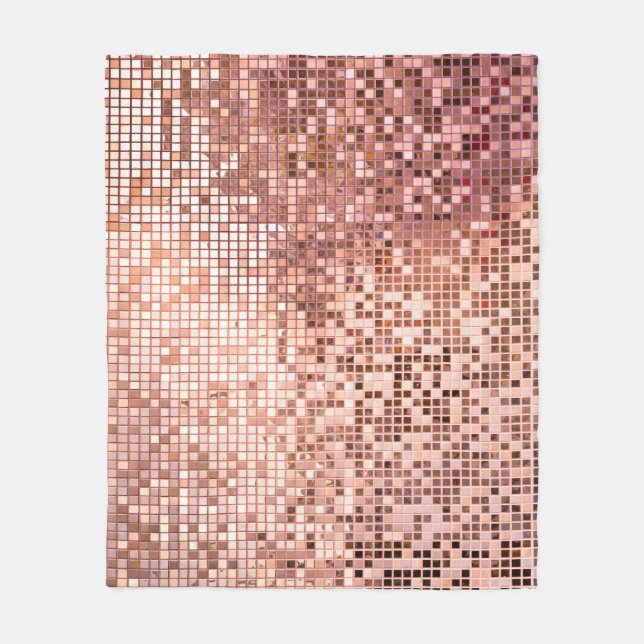 Cobertor De Velo Rosa dourado: azulejos de mosaicos quadrados. (Frente)