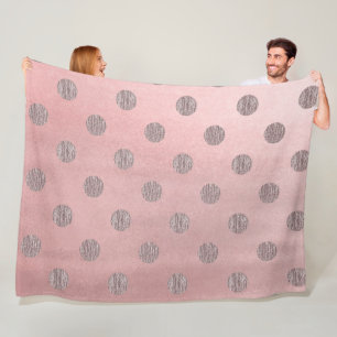 Cobertor De Velo Rosa Dourado Brilho Rosa Glam Pontos Polka Moderno