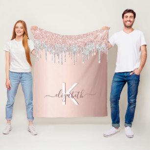 Cobertor De Velo Rosa dourado esfola esmagadora monograma prateado