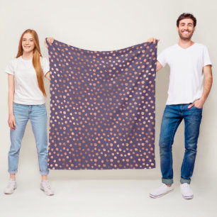 Cobertor De Velo Rosa Dourado Glamouroso com Folha e Pontos de Arte