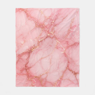 Cobertor De Velo Rosa Dourado Mármore Pink Veias Metálicas Glam