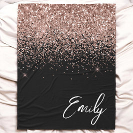 Cobertor De Velo Rosa Negra Feminina Dourado Brilho Monograma