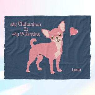 Cobertor De Velo Rosa Pastel Personalizado do Chihuahua no Dia dos