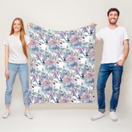 Cobertor De Velo Rosa Pastel Roxo Azul Empoeirado Floral