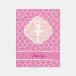 Cobertor De Velo Rosa Quatrefoil da silhueta da bailarina com nome