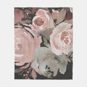 Cobertor De Velo Rosa Rosa Brilho Rosas Escuras Floral Glam Elegant