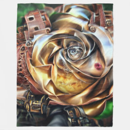 Cobertor De Velo Rosa Steampunk com Face Surreal - Flor Mecânico