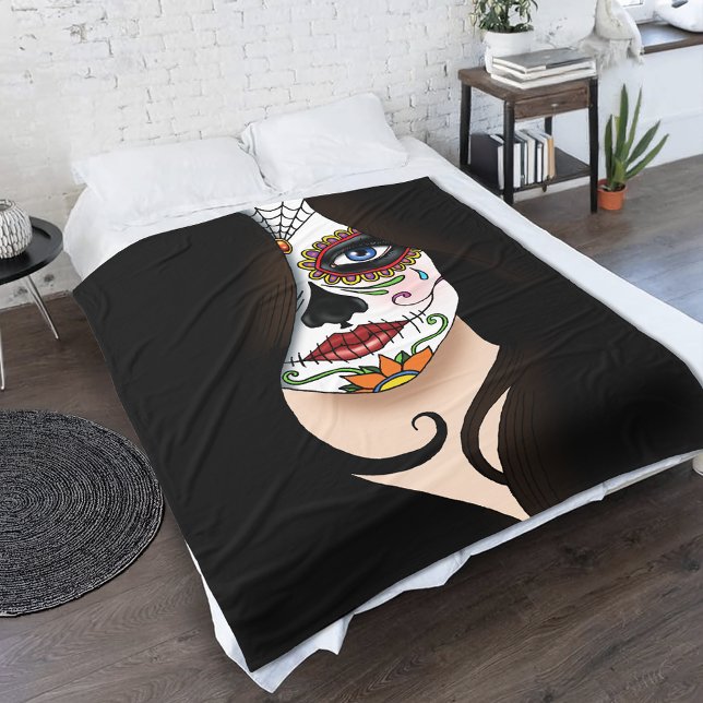 Cobertor De Velo Rosa Sugar Skull Portait (Criador carregado)