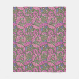 Cobertor De Velo Rosa & verde floral William Morris Acanthus & Rosa