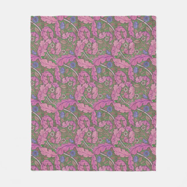 Cobertor De Velo Rosa & verde floral William Morris Acanthus & Rosa (Frente)