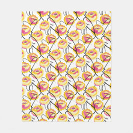 Cobertor De Velo Rosas amarelas de fantasia linhas de tinta preta G