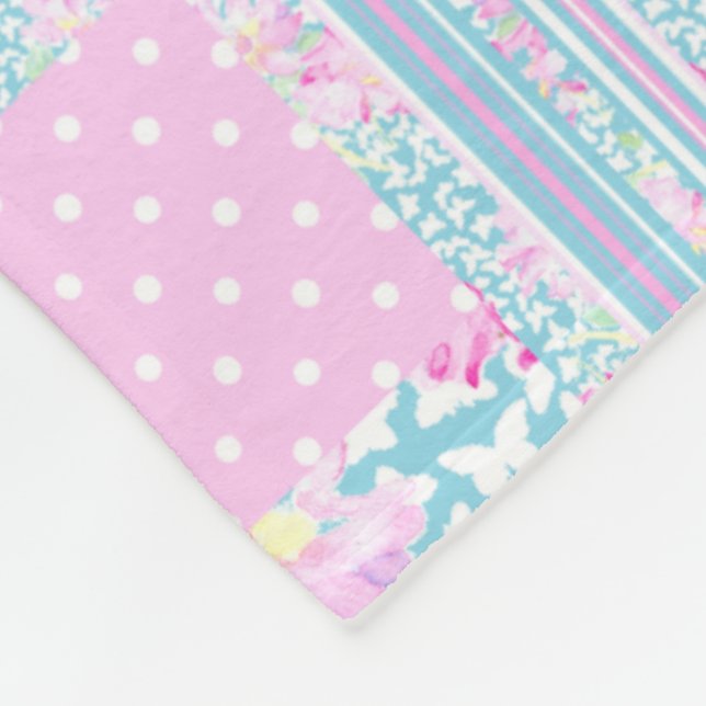 Cobertor De Velo Rosas, Borboletas Faux Patchwork Fleece Blanket (Quina)