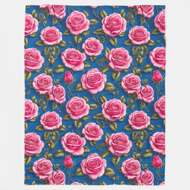 Cobertor De Velo 🌸 Rosas Cor-de-Rosa Elegantes Florescendo Suavida (Frente)
